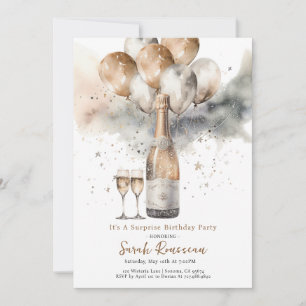 Invitation Elégante Surprise Anniversaire Champagne