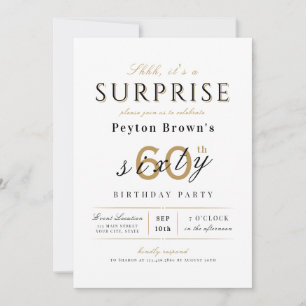 Invitation Elégante surprise classe moderne 60e anniversaire