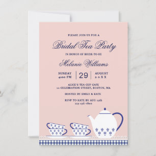 Invitation Elégante Tea Party Fête des mariées rose