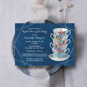 Invitation Elégante Teacups Fête des mariées Tea Party