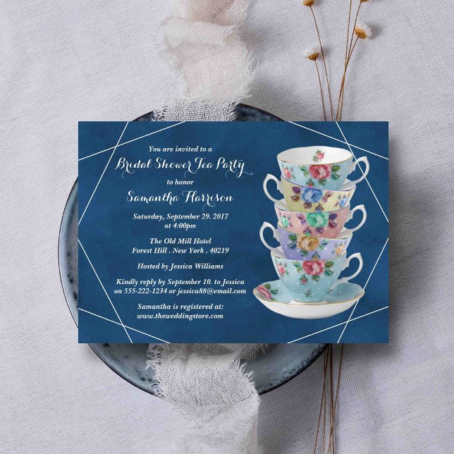 Invitation Elégante Teacups Fête des mariées Tea Party (Créateur téléchargé)