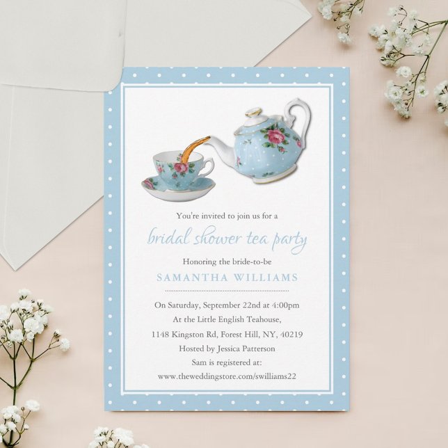 Invitation Elégante Teacups Fête des mariées Tea Party (Créateur téléchargé)