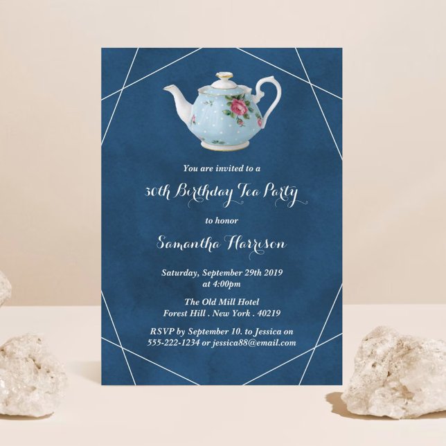 Invitation Elégante Teapot Anniversaire Tea Party (Créateur téléchargé)
