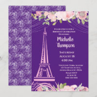 Elégante Tour Eiffel violet Paris Anniversaire
