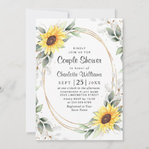 Invitation Elégante Tournesol vert Floral Couple Douche