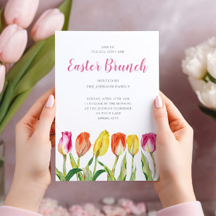 Invitation Elégante Tulipe florale Brunch de Pâques