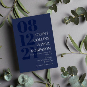 Invitation Élégante Typographie Bleu Marine Gris