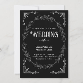 Invitation Élégante typographie Classique noir blanc mariage