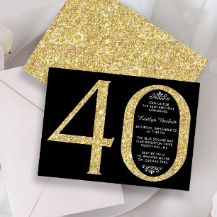 Invitation Élégante Typographie de Parties scintillant d'or 4