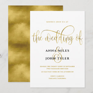 Invitation Élégante typographie Mariage Gold Foil