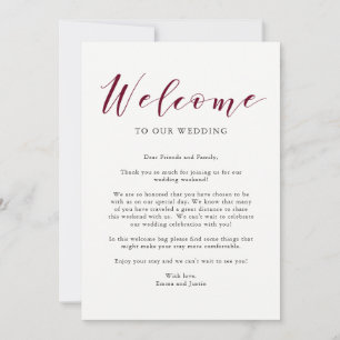 Invitation Élégante typographie Marsala Mariage Bienvenue