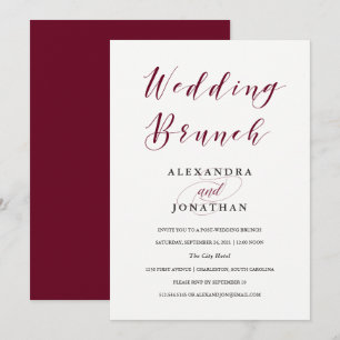 Invitation Élégante typographie   Marsala Mariage Brunch