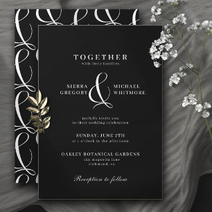 Invitation Élégante typographie noire   Mariage Vintage moder