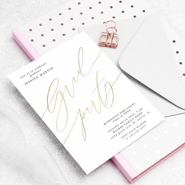 Invitation Élégante typographie Photo Graduation Party Invita (Créateur téléchargé)