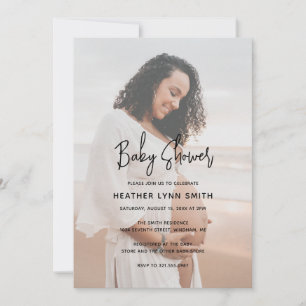 Invitation Élégante Typographie Script Baby shower photo mode
