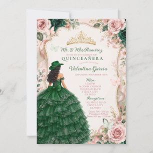 Invitation Élégante Vaquera Émeraude Verte Charra Quinceañera