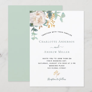 Invitation Elégante végétation fleurie d'eucalyptus mariage m