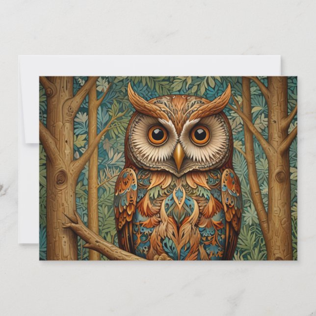 Invitation Élégante végétation forestière de hibou rétro (Devant)