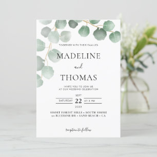 Invitation Elégante verdure Aquarelle Feuille Photo Mariage I