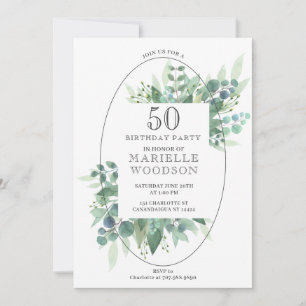 Invitation Elégante verdure botanique 50e anniversaire 