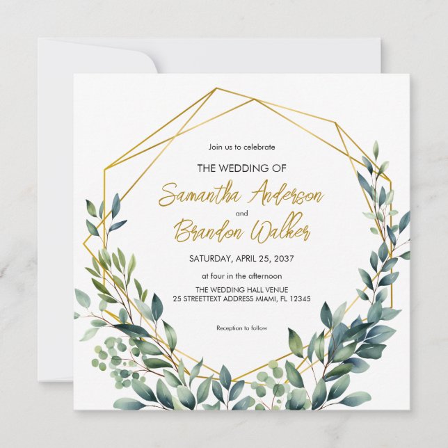Invitation Elégante verdure botanique feuille Mariage (Devant)