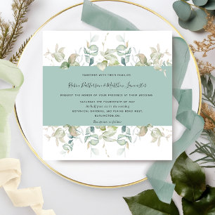 Invitation Elégante verdure et verte Stipe, Mariage Carré