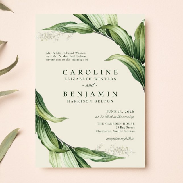 Invitation Elégante verdure Feuille Jardin Mariage tropical (Créateur téléchargé)