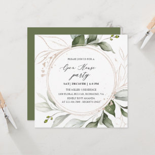 Invitation Elégante verdure Golden Holiday Open House 