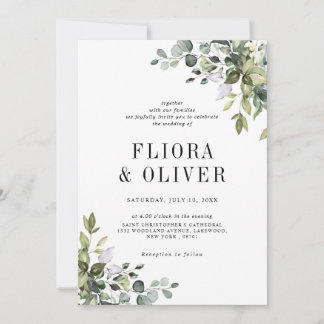 Invitation Élégante verdure rustique Pays Mariage botanique