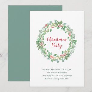 Invitation Elégante verdure Wreath Rustique Noël Party