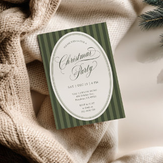 Invitation élégante verte rayée pour la fête de No