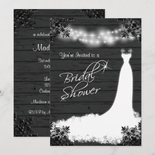 Invitation Élégante victoire nuptiale sur le bois noir rustiq