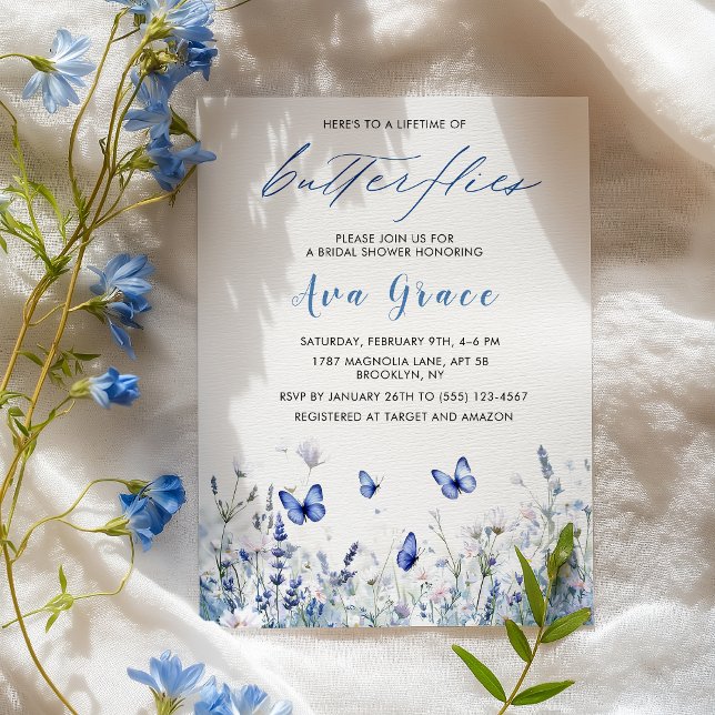 Invitation Élégante vie de la Fête des mariées des papillons (Créateur téléchargé)