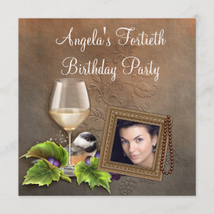 Invitation Elégante Vin Blanc Femme Photo Anniversaire