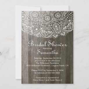 Invitation Elégante Vintage dentelle de bois nuptiale de douc