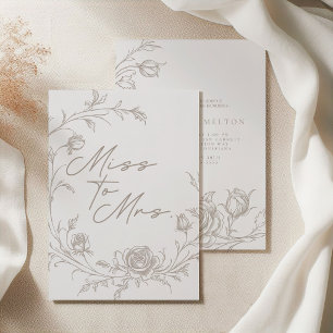 Invitation élégante vintage sépia de Miss à Mrs po