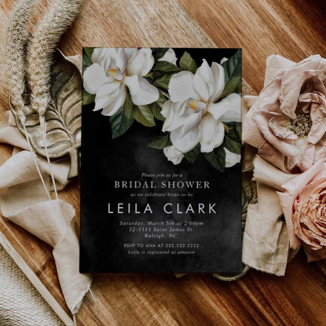 Invitation Élégante White Magnolia Bridal Shower (Créateur téléchargé)