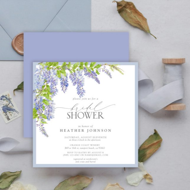 Invitation Elégante Wisteria Aquarelle Fête des mariées flora (Créateur téléchargé)