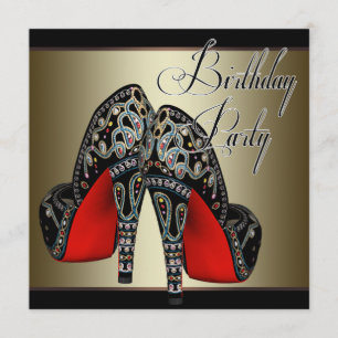 Invitation Élégantes chaussures à talons hauts rouges et noir