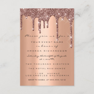 Invitation Élégantes gouttes de paillettes Rose Gold Mariage 