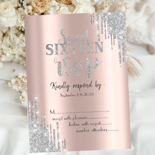 Invitation Élégantes gouttes de paillettes Rose Gold pour un 