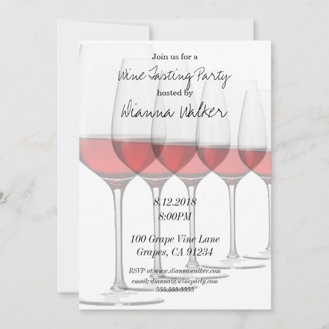Invitation Élégantes Lunettes de vin rouge (Devant)