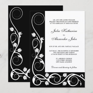 Invitation Élégantes perruques noires et blanches