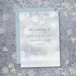 Invitation Élégantes Premières Flocons de Neige Mariage d'Hiv
