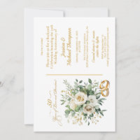 Élégantes Roses Blanches Anneaux Dorés 50e Anniver