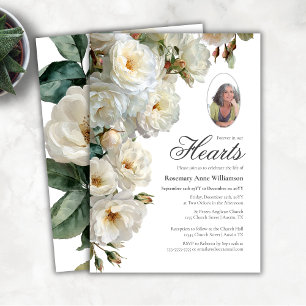 Invitation Élégantes Roses Blanches Pour Toujours Dans Nos Cœ