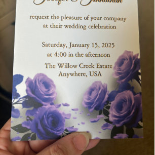 Invitation Élégantes Roses Bleues Simples Amour en Fleurs Mar