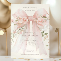 Élégantes roses rose pâle enrubannées Baby Shower
