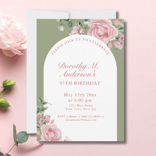 Invitation Élégantes roses roses blush pour fête d'anniversai
