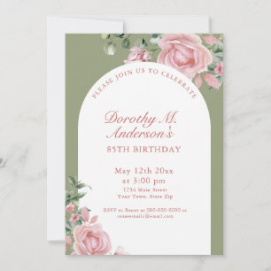 Invitation Élégantes Roses Roses Fête d'anniversaire 85 ans